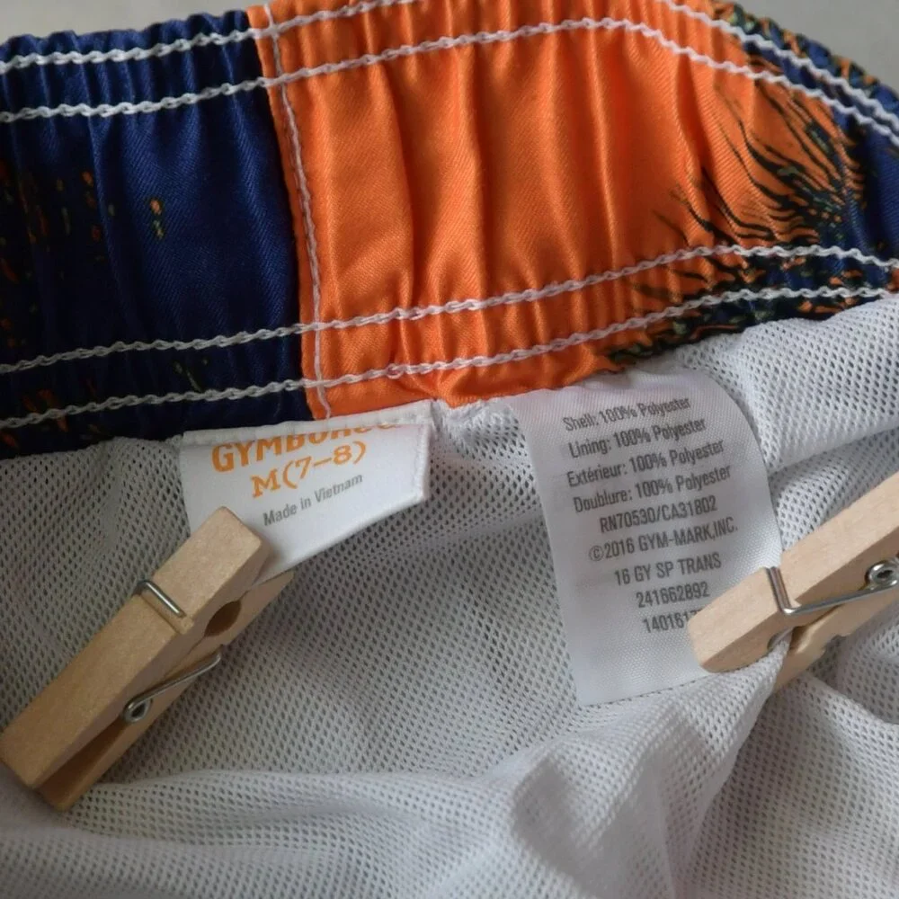 GYMBOREE SWIM SHOP ORANGE w/ Palm Tress Swim Trunk Size M (7-8)
